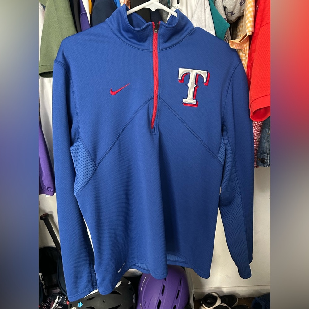 Men's Texas Rangers Nike Royal Therma Top Bench Half-Zip Pullover Jacket